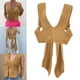 thumbnail image 4 of Chaleco de punto con tirantes cruzados y lazo para primavera y verano para mujer, top corto sexy, ropa DIY marrón, 4 of 7