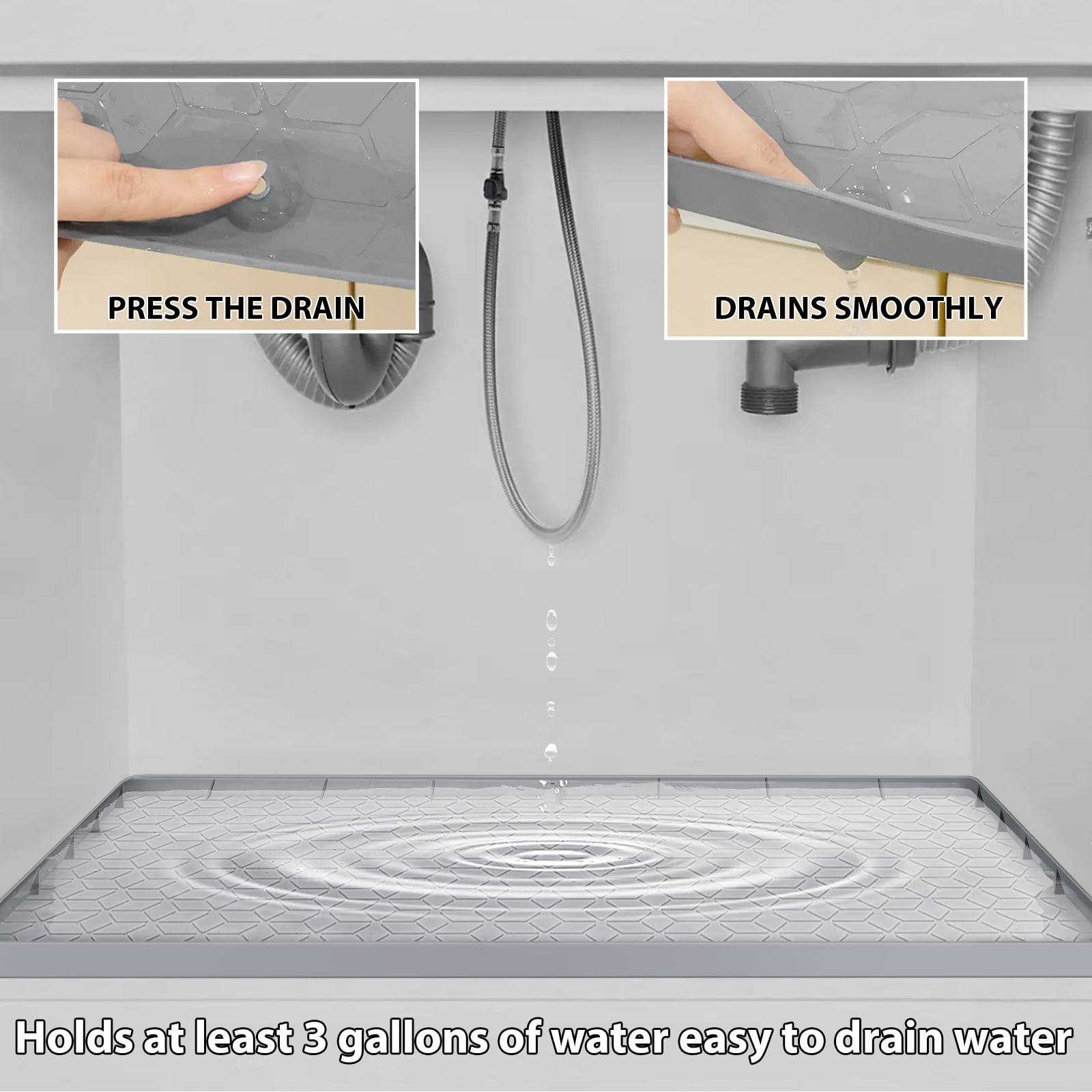 Honadar Waterproof Under Sink Mat, 34 x 22 Silicone Under Sink Liner  cabinet Mat ProtectorDrips Leaks Spills Tray for Kitchen Bathroom (