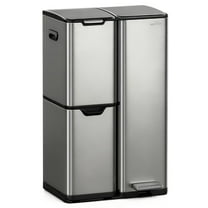 mVm 16 Gal 3 in 1 Kitchen Step Trash Can, Heavy Duty Anti Fingerprint Brushed Recycling Bin for Office