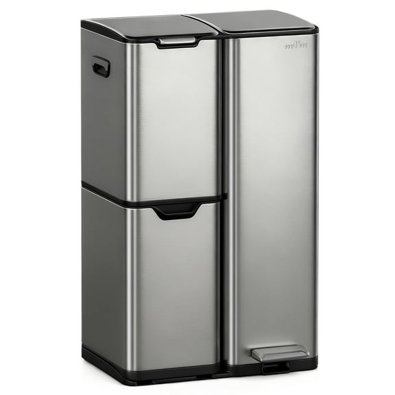 mVm 16 Gal 3 in 1 Kitchen Step Trash Can, Heavy Duty Anti Fingerprint Brushed Recycling Bin for Office