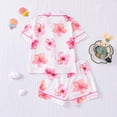 thumbnail image 5 of Afuyipoi Girls Button-Up Cardigan Homewear Set with Notched Collar with Printed Sets,Short-Sleeve Top + Shorts Combo White 5-6T, 5 of 9