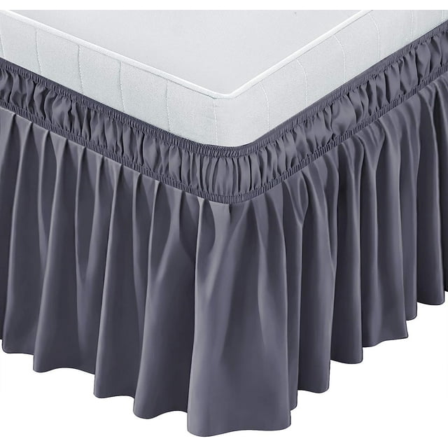 Wrap Around Bed Skirt for King Size Bed 15 Inch Drop.Dust Ruffles Solid