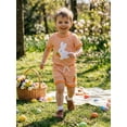 thumbnail image 4 of Loicainy Baby Toddler Girls Easter Summer Outfits 6 12 18 24 Months 2T 3T Short Sleeve Crew Neck Bunny Carrot Embroidery Tops and Elastic Waist Striped Shorts Clothes Set, 4 of 8