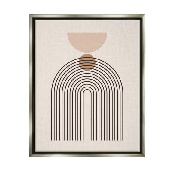 Stupell Industries Boho Cream Shapes Abstract Painting Gray Floater Framed Art Print Wall Art, 25 x 31