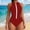 Red, variant on Women's High Neck Half Zip One‑Piece Swimsuit, Sleeveless Color Block Front Zipper Bathing Suit with Tummy Control, Full Coverage Swimwear for Beach Pool