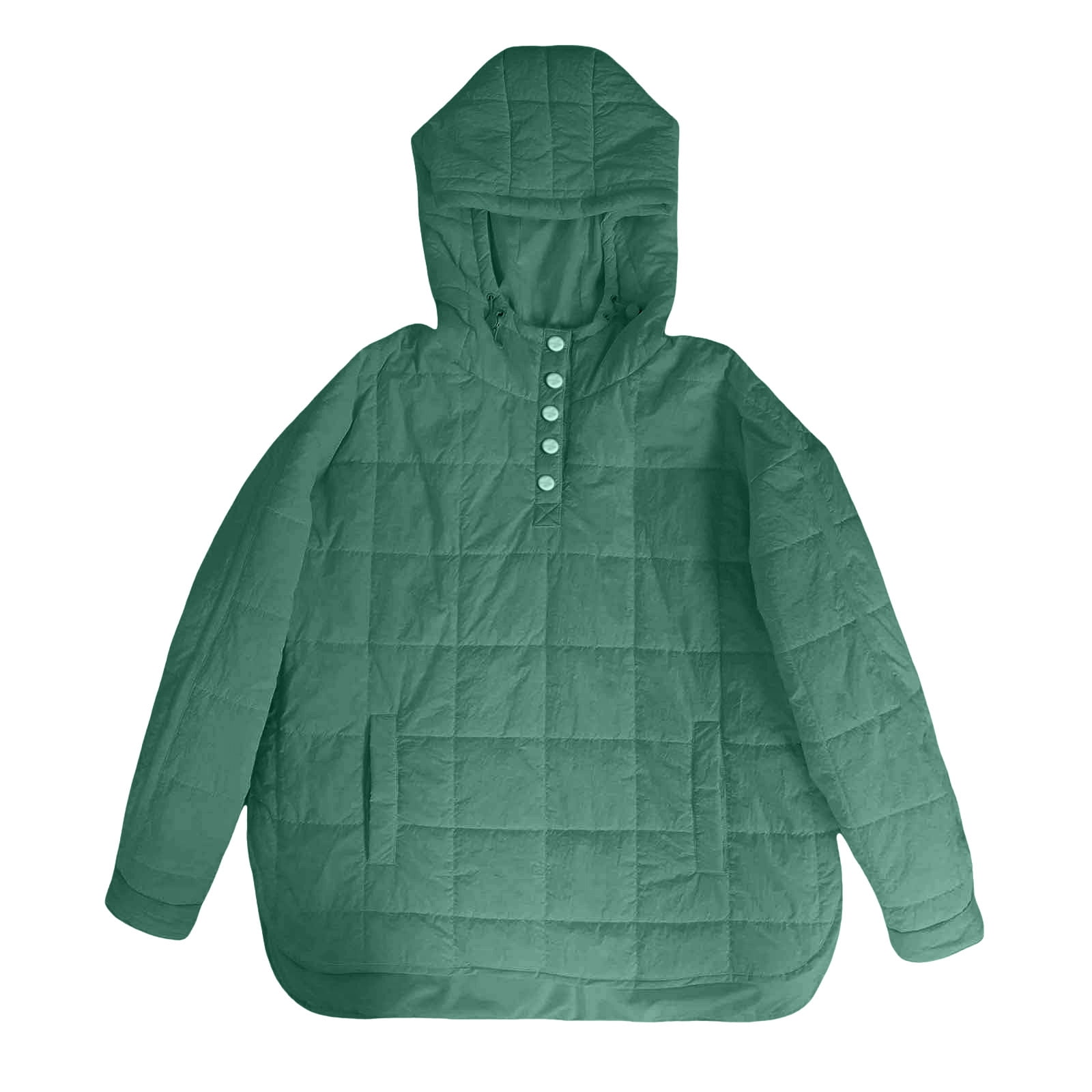 GEWSEY Quilted Puffer Jacket Womens with Hood Packable Pullover Jacket Lightweight Oversized Winter Warm Padded Coats (Dark Green, M)
