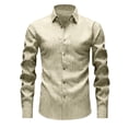 thumbnail image 5 of VSSSJ Linen Shirts for Men Regular Fit Long Sleeve Blouse Button Down Dress Shirts Vintage Turndown Collar Wedding Hawaiian Shirt Khaki XXXL, 5 of 6