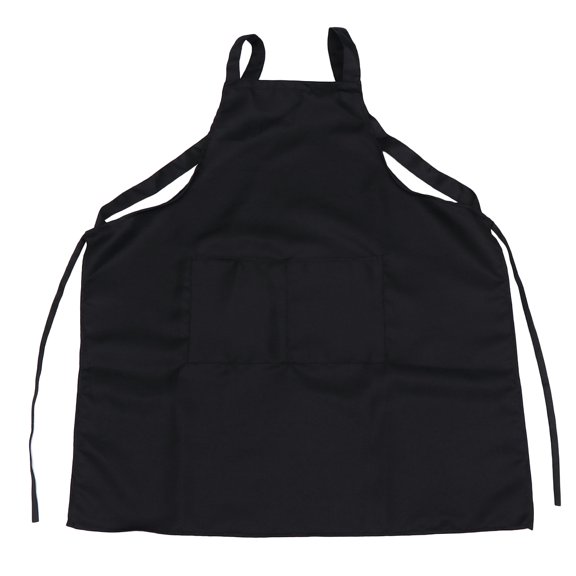 Waterproof Working Apron with Pocket Double Shoulder Strap Anti-oil Apron for Cafe Restaurant (Black)