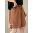 thumbnail image 6 of Yubnlvae Women's Summer Shorts - High Waist Embroidered Cotton Linen Pants Orange L, 6 of 6