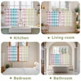 thumbnail image 6 of Easter Kitchen Curtains, Colorful Plaid Ombre Art Yellow Pink Green Light Filtering Window Curtain Panels, 2Pcs Rod Pocket Window Treatments Set for Cabin Bathroom Bedroom 52x45 Inches, 6 of 9