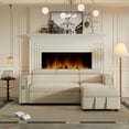 thumbnail image 2 of Linen L-Shape Sectional Sofa with Adjustable Headrest, Wireless Charging, and Hidden Storage, Beige, 2 of 35