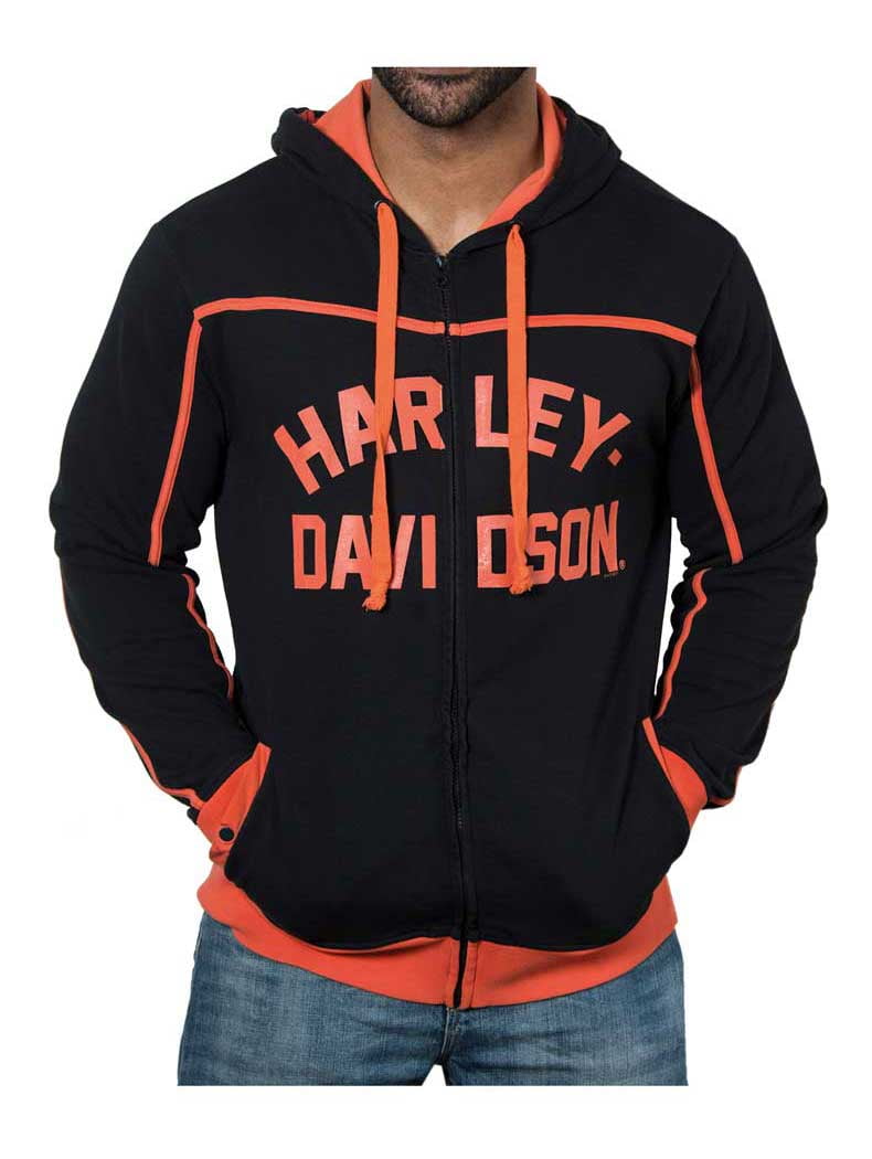Harley Davidson Mens Infinity Premium Full Zip Hooded Jacket Black Orange 3xl Harley Davidson Walmart Com