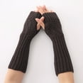 thumbnail image 1 of Mitaines Longues Sans Doigts Tricotées Solides pour Femmes, Chauffe-Poignets d'Hiver, 1 of 2