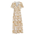 thumbnail image 4 of Robes pour Femmes 2024 Été Surdimensionnée Col en V Imprimé Manches Courtes Patchwork Décontractée Longue Robe Rabais de 50 % Liquidation!, 4 of 6