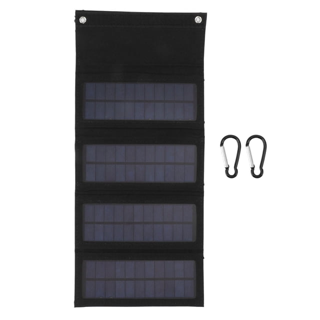 Bolsa de carga de panel solar de 40 W, 4 pliegues, bolsa plegable, cargador de panel solar monocristalino plegable para acampar al aire libre, senderismo, carga de emergencia, negro