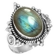thumbnail image 1 of 925 Silver Ring For Women - Girls Gray Real Labradorite Stone Silver Ring Size 10.5 November Birthstone Fashion Silver Ring Size 10.5 Gift For Women On Engagement 925 Silver Jewelry With Gemstone, 1 of 6