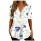 thumbnail image 2 of ICHUANYI ClearanceWomen's Fashion V-neck Print Casual Loose Short Sleeve Top Short Sleeve V-neck Top/Shirt(White, XL) ICHUANYI WER20232080501083, 2 of 5