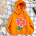 thumbnail image 7 of Wilak Girls Flower Print Hoodies Sweatshirts Long Sleeve Casual Pullover Cute Kids Fall Tops Orange 5T, 7 of 7