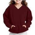 thumbnail image 4 of Atogsazn Kids Boys V Neck Sweatshirt Children's Casual Long Sleeve Pullover Sweatshirts Loose Fit Tops Clothing 04-Wine 7-8 Years Fashion, 4 of 8