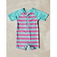 thumbnail image 2 of Leveret Baby One Piece Rashguard Striped Aqua and Pink 12-18 Month, 2 of 2