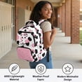 thumbnail image 6 of Yuyamidu Cow Print Backpack for Girls 6-10 Cute Aesthetic 17 Inch Lightweight Multi Pocket Bookbag with Padded Adjustable Straps for Elementary School 1st-3rd Grade Back to School, 6 of 8