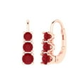 thumbnail image 2 of 1.06Ct Brilliant Round Cut Drop Dangle Ruby 14K Rose Solid Solid Gold Everyday Dainty Earrings Lever Back, 2 of 7