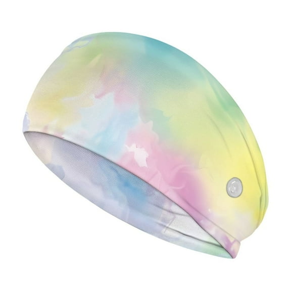COEQINE Tie Dye Nurse Button Headband Headbands with Button for Mask Sweatband for Running,Workout,Basketball Sports Headbands for Teens Nurse Headbands Bulk