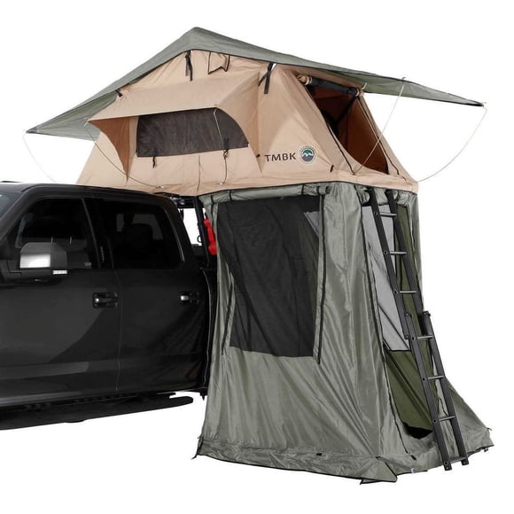 Overland Vehicle Systems Tente Annexe 18549936 Nomade; Se Fixe avec des Fermetures Éclair; Matériau Imperméable en Polyester Oxford; Base Verte avec Sol Noir; avec Housse de Voyage