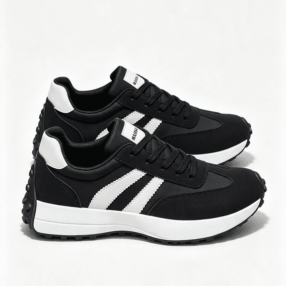 Men's Retro Lace Up Casual Walking Sneakers Striped Side Daily Wear Low Top Trainers