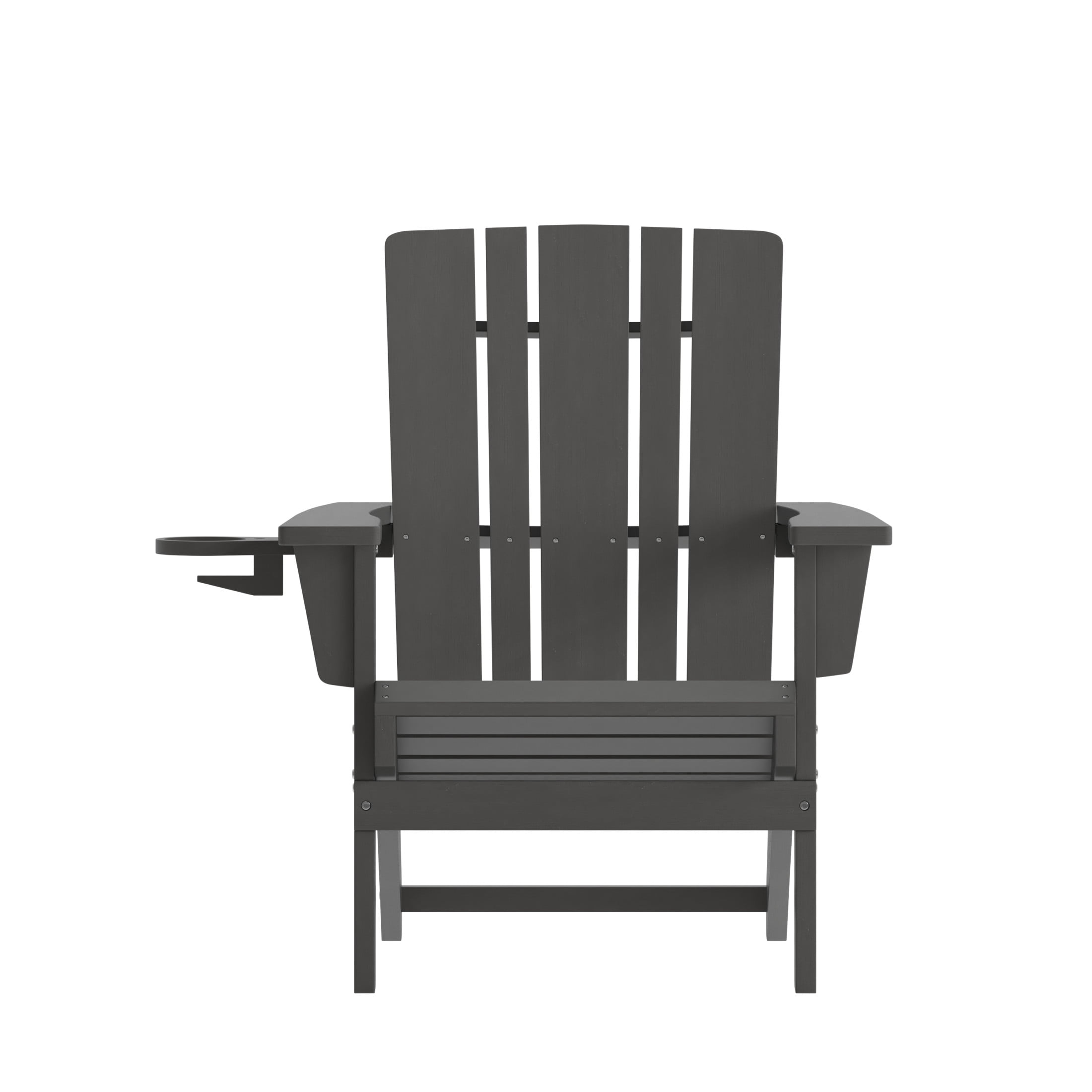 BizChair Adirondack Chair with Cup Holder, Weather Resistant HDPE Adirondack Chair in Gray