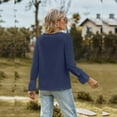 thumbnail image 5 of IWEMEK Tops for Women Going Out Long Sleeve Blouses Casual Fall Wedding Guest Top Lightweight Baggy Autumn Navyblue Tee, 5 of 7