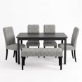 thumbnail image 2 of Home Design Guysaka 6-Piece Dining Set with Modern Rectangular Table, 4 Upholstered Corduroy Dining Chairs & Upholstered Bench, Light Gray, 2 of 18