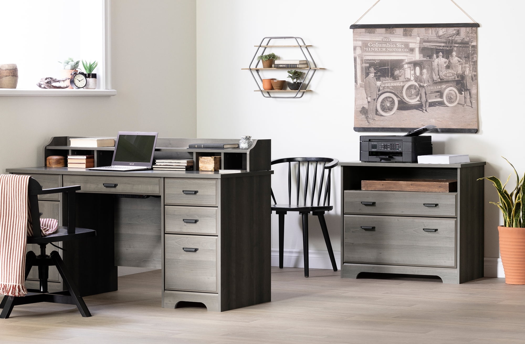South Shore Versa Traditional Desk Small Desk Gray