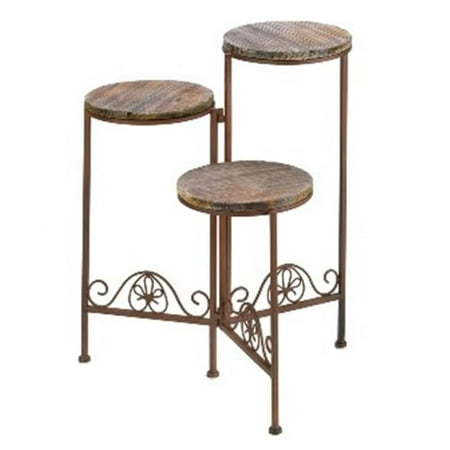 Zingz & Thingz 57070253 Old World Rustic Triple Plant Stand