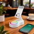 thumbnail image 4 of ERK 1pcs Portable Wireless Charging Phone Stand With And Colorful Ambient Light 300° Foldable Design Ideal (White), 4 of 4
