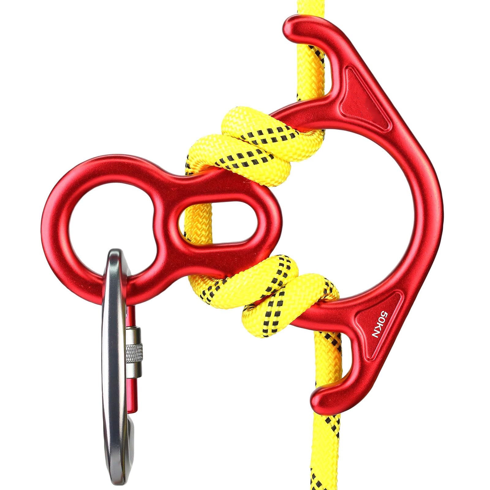 50 KN Rescue Figure 8 Descender Large Bent Ear Belaying and Rappelling Gear Belay Device Climbing for Rock Climbing Peak Rescue