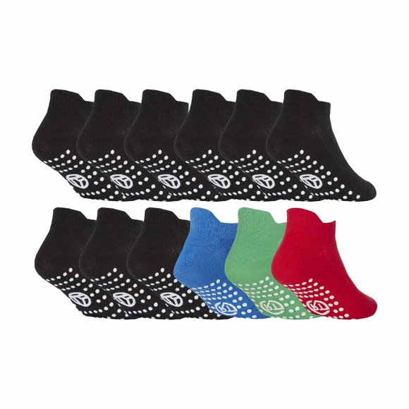 12 Paires Multipack Chaussettes d'Entraînement en Coton pour Enfants / Sock Snob / Chaussettes à la Cheville avec Semelles en Caoutchouc