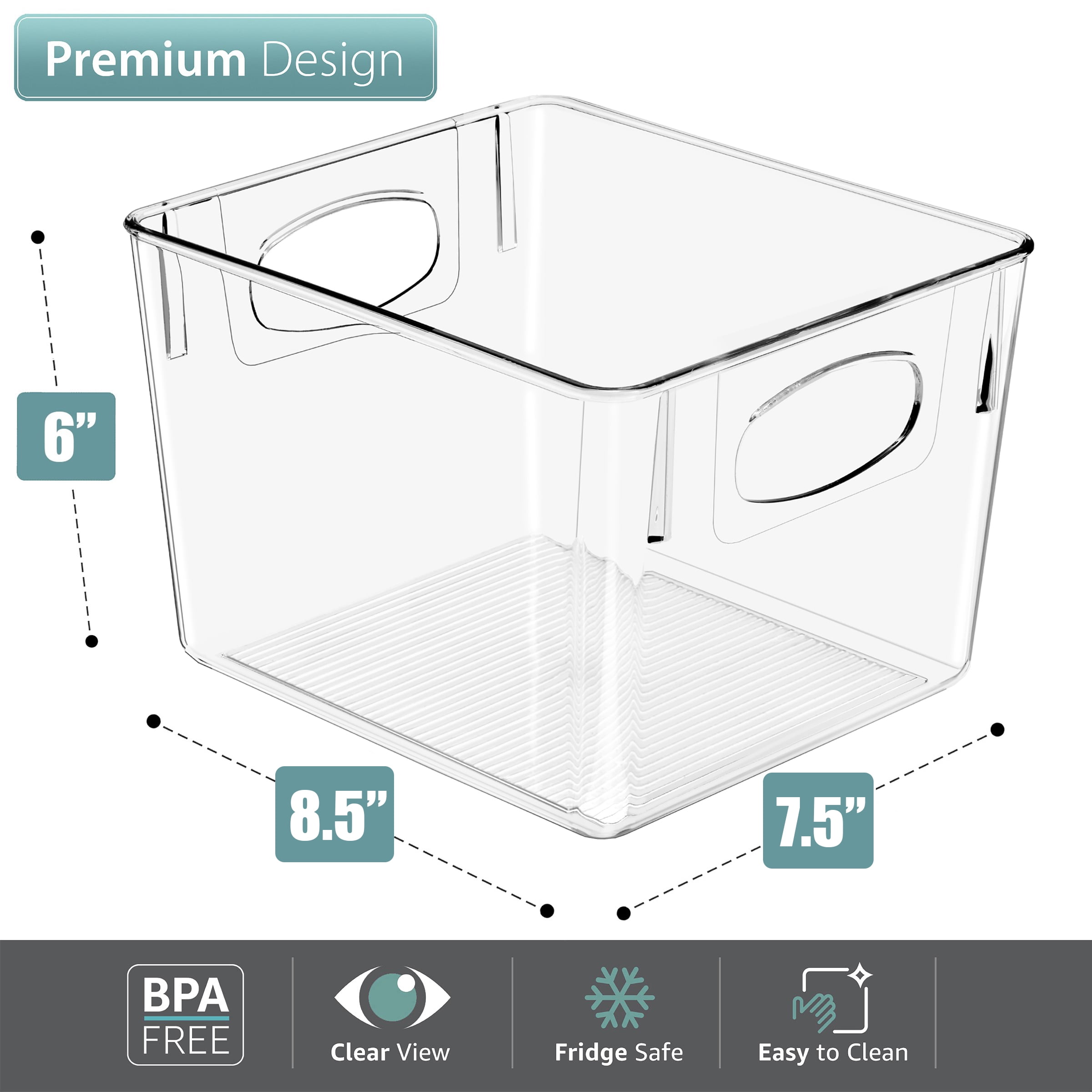 Sorbus Clear Plastic Storage Bins - Kitchen, Pantry, Cabinet, Fridge, and Refrigerator Organizer (8-Pack)
