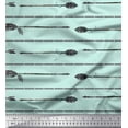 thumbnail image 1 of Soimoi Green Velvet Fabric Dash & Arrow Printed Craft Fabric by the Yard 58 Inch Wide, 1 of 3