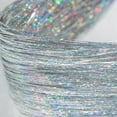 thumbnail image 3 of 19.7 Inch Clip In Hair Tinsel Fairy Hair Tinsel Kit Clips Clip On Glitter Hair Tinsel Extensions Silver, 3 of 9