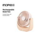 thumbnail image 2 of Incipio Rechargeable Desk Fan, Portable USB Fan with 3-Speed Settings, Adjustable Tilt Head & Quiet Airflow, Compact Desktop Cooling Fan for Office, Home & Travel, 2 of 10