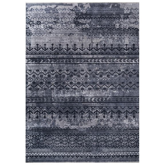 Allstar Living Room Area Rug with Faded Symbol design in Black