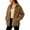 Khaki, variant on Karight Winter Fleece Jacket for Women Zipper Stand Collar Casual Coats with Pockets