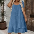 thumbnail image 2 of Afdoent Women's Dresses Everyday Casual Dress Loose Fit Short Sleeve Solid Color Layered Neck Midi Dress For Comfort Boho Beach Dress, 2 of 6