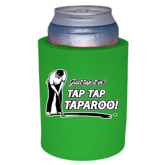 Just Tap It In Taparoo Golf Thick Foam Old School Can Coolie (Bright Green)