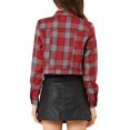 thumbnail image 3 of Allegra K Women Classic Vintage Button Front Closure Chest Pocket Plaid Crop Jacket, 3 of 6