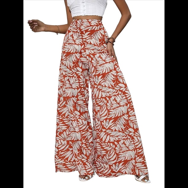 Pantalones Palazzo Elásticos de Pierna para Mujer, Informales, Cómodos y de Cintura Media. Color 6 M