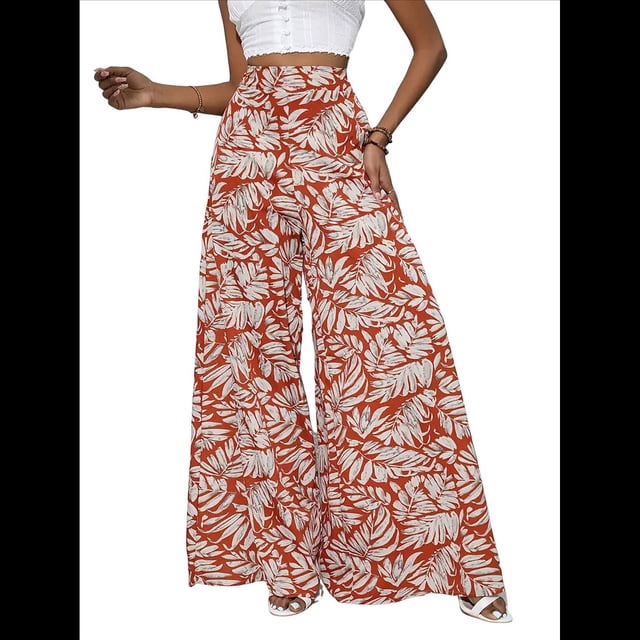 Pantalones Palazzo Elásticos de Pierna para Mujer, Informales, Cómodos y de Cintura Media. Color 6 L