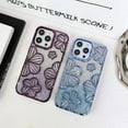 thumbnail image 3 of Luxury Electroplated Flower Glitter Transparent Silicone Shockproof Case for iPhone Compatible with iPhone 13, Purple, 3 of 8