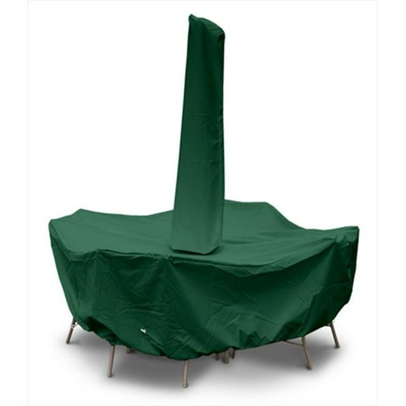KoverRoos 64244 Weathermax 60 in. Round Table Dining Set Cover with umbrella hole&#44; Forest Green - 78 Dia x 38 H in.